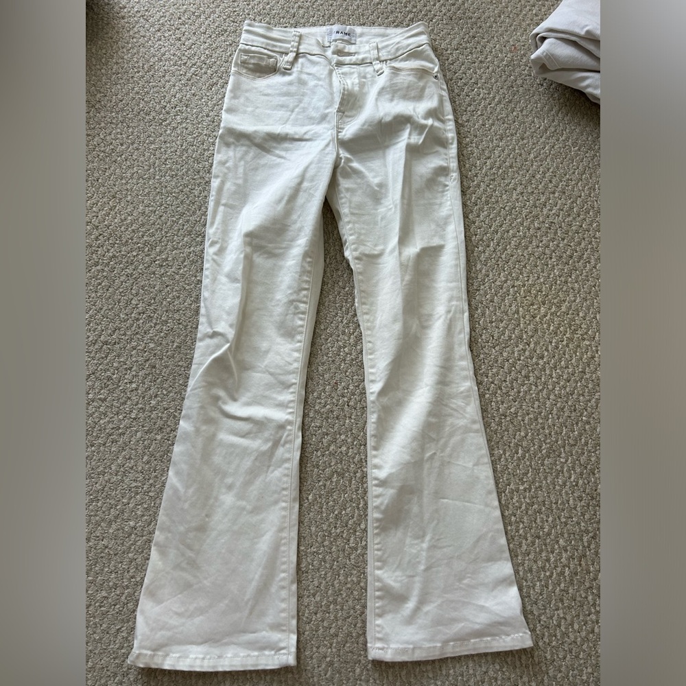 Frame Denim Cream Flared Jeans